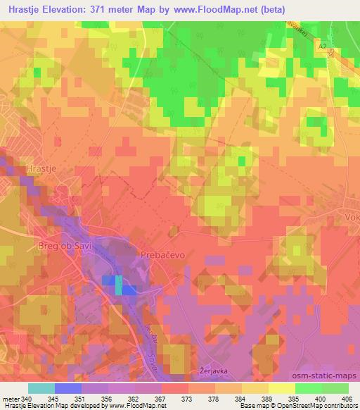 Hrastje,Slovenia Elevation Map