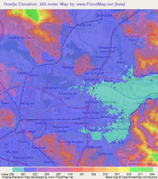 Hrastje,Slovenia Elevation Map