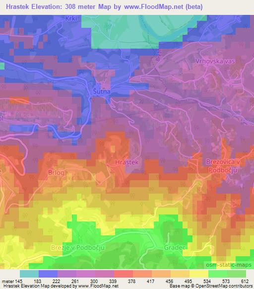 Hrastek,Slovenia Elevation Map