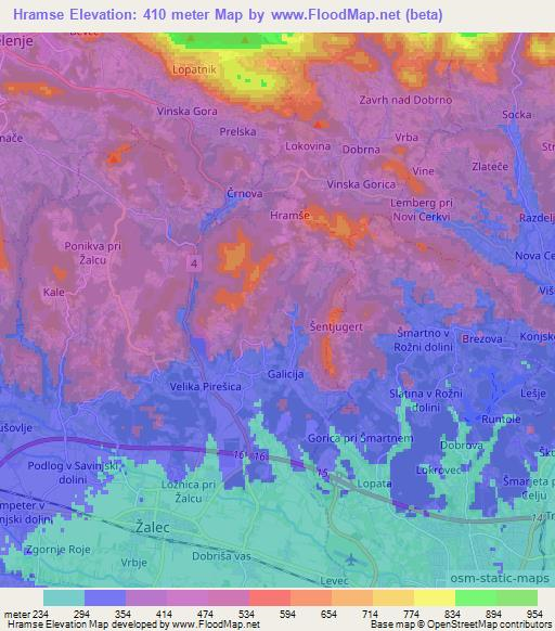 Hramse,Slovenia Elevation Map