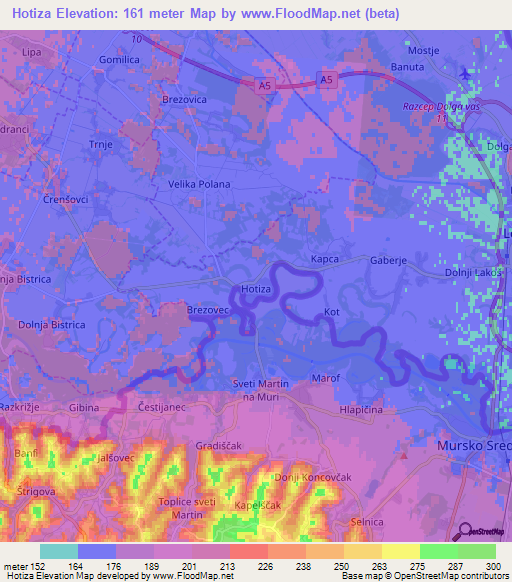 Hotiza,Slovenia Elevation Map