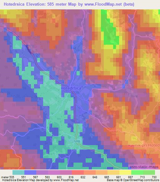 Hotedrsica,Slovenia Elevation Map