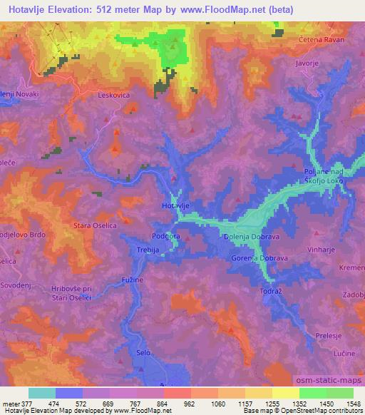 Hotavlje,Slovenia Elevation Map