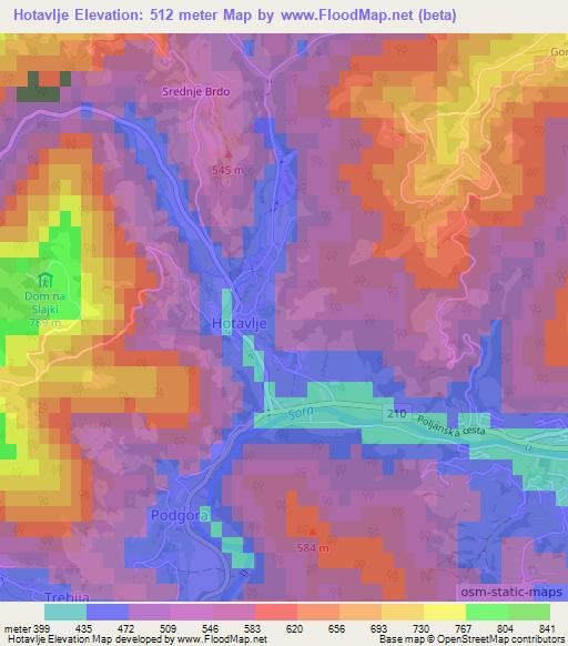 Hotavlje,Slovenia Elevation Map