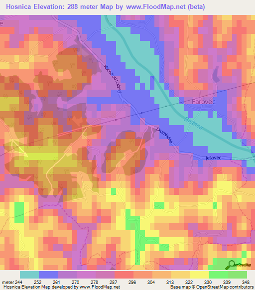 Hosnica,Slovenia Elevation Map