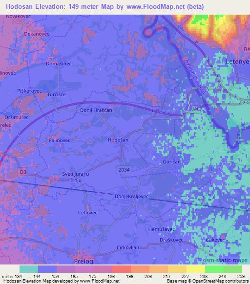 Hodosan,Croatia Elevation Map
