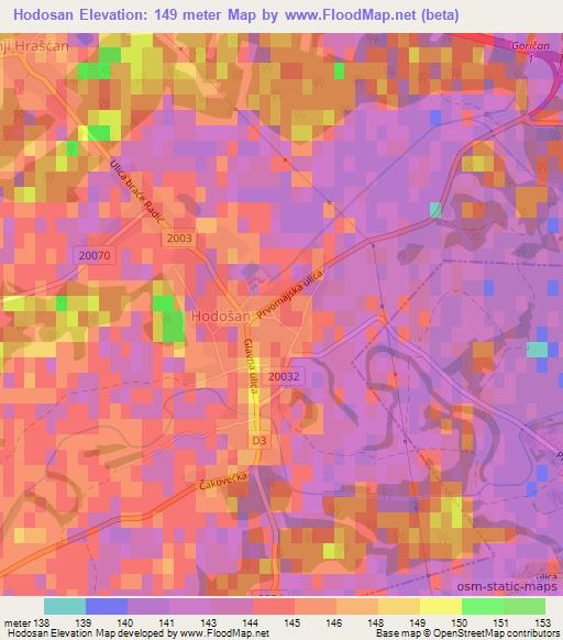 Hodosan,Croatia Elevation Map