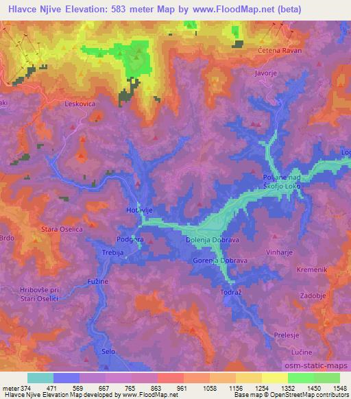 Hlavce Njive,Slovenia Elevation Map