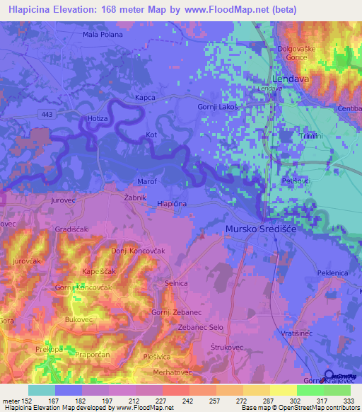 Hlapicina,Croatia Elevation Map