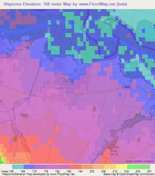 Hlapicina,Croatia Elevation Map