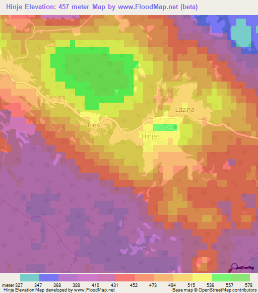 Hinje,Slovenia Elevation Map