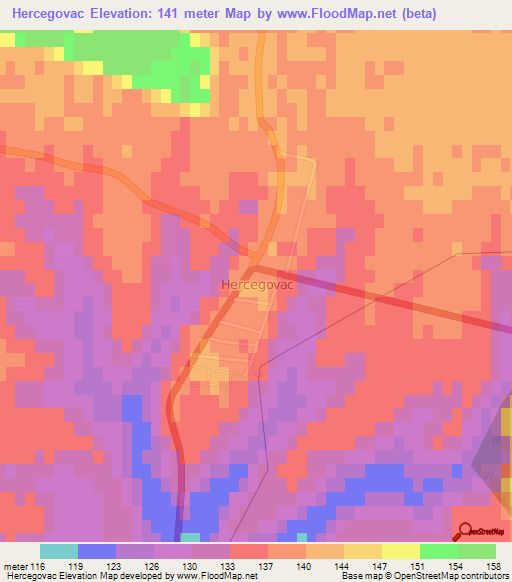 Hercegovac,Croatia Elevation Map