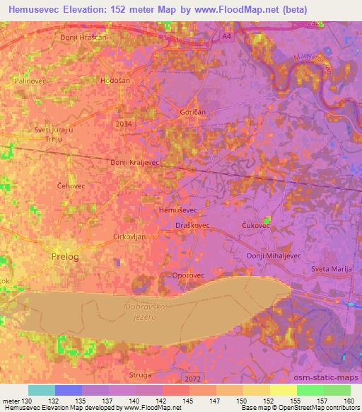 Hemusevec,Croatia Elevation Map