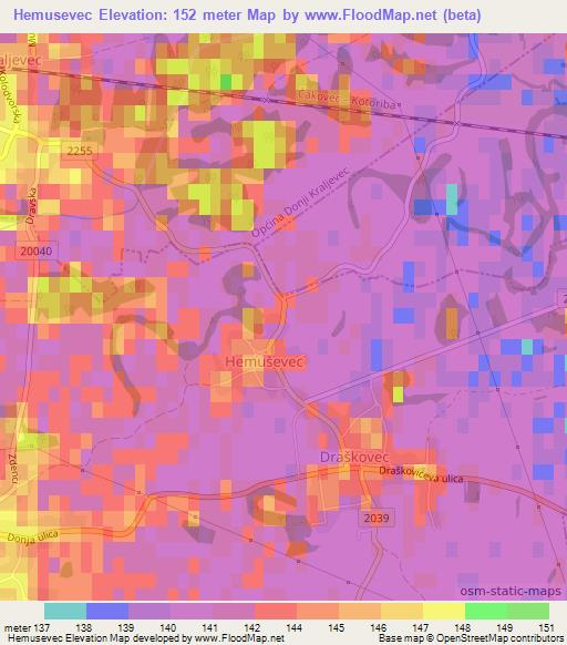 Hemusevec,Croatia Elevation Map