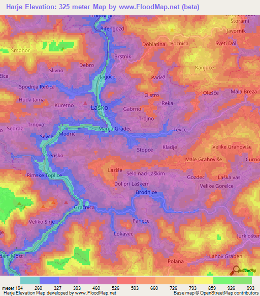 Harje,Slovenia Elevation Map