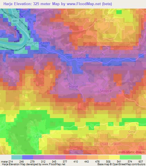 Harje,Slovenia Elevation Map