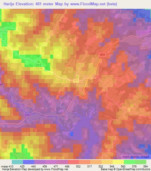 Harije,Slovenia Elevation Map