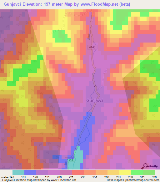 Gunjavci,Croatia Elevation Map