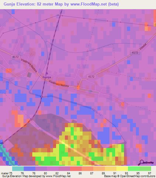 Gunja,Croatia Elevation Map