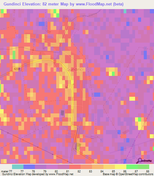 Gundinci,Croatia Elevation Map