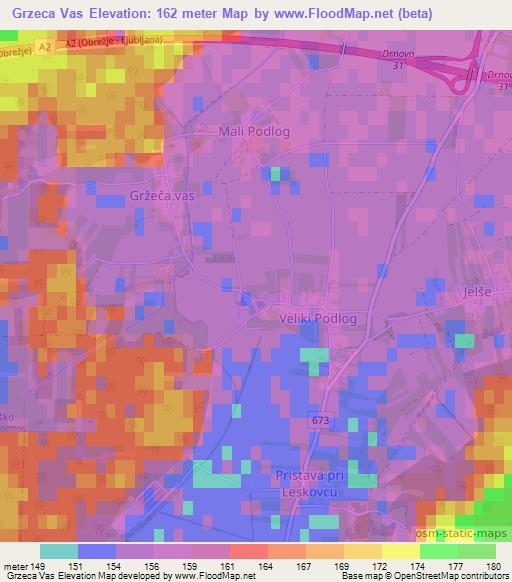 Grzeca Vas,Slovenia Elevation Map