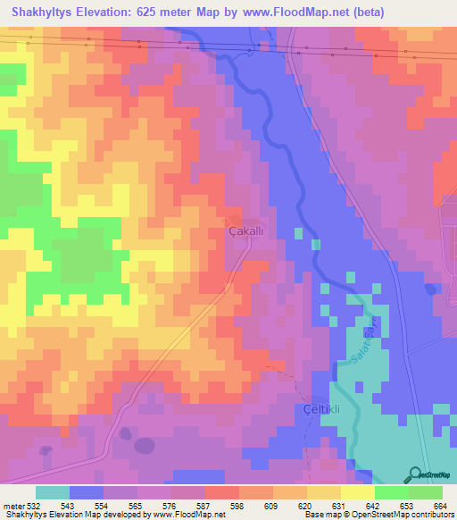 Shakhyltys,Turkey Elevation Map