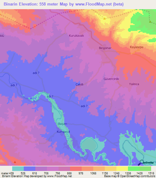 Binarin,Turkey Elevation Map