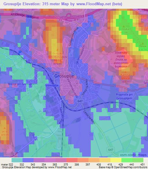 Grosuplje,Slovenia Elevation Map