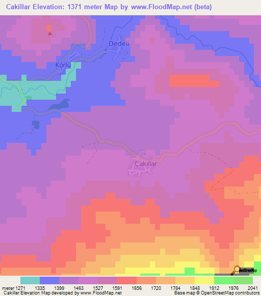 Cakillar,Turkey Elevation Map