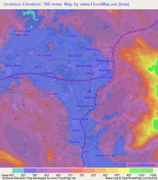 Grobisce,Slovenia Elevation Map