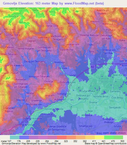 Grmovlje,Slovenia Elevation Map