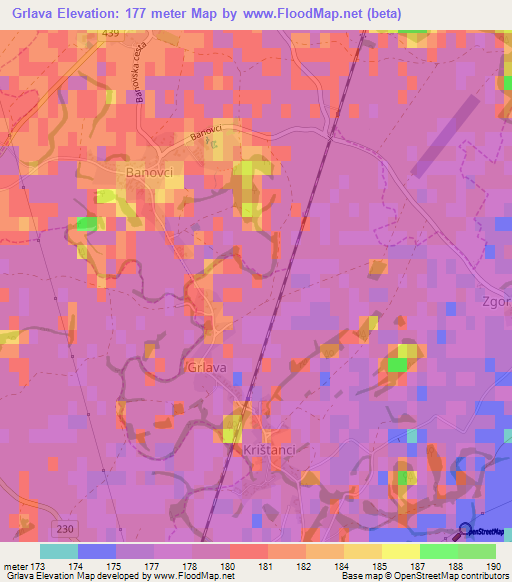 Grlava,Slovenia Elevation Map