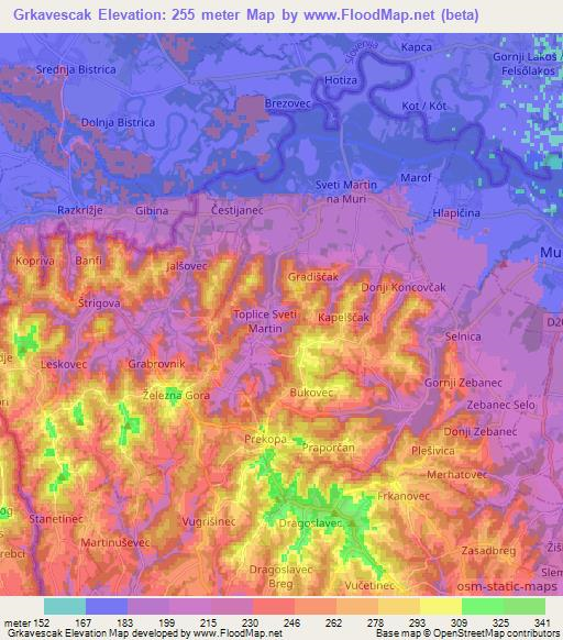 Grkavescak,Croatia Elevation Map