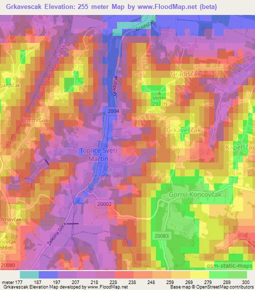 Grkavescak,Croatia Elevation Map