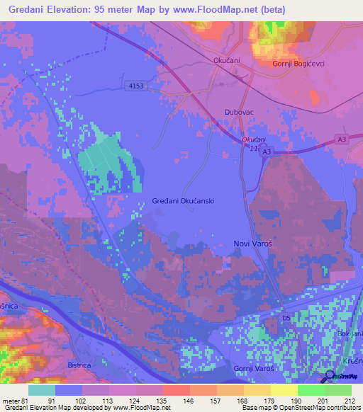 Gredani,Croatia Elevation Map