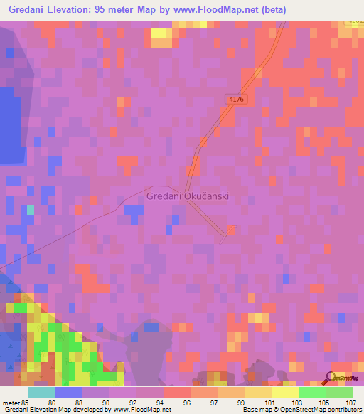 Gredani,Croatia Elevation Map