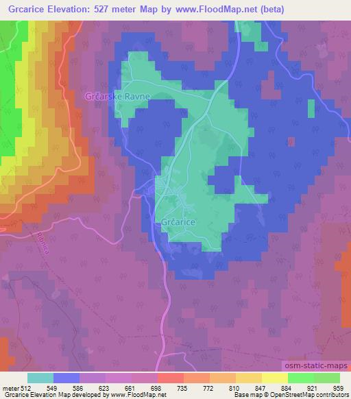 Grcarice,Slovenia Elevation Map