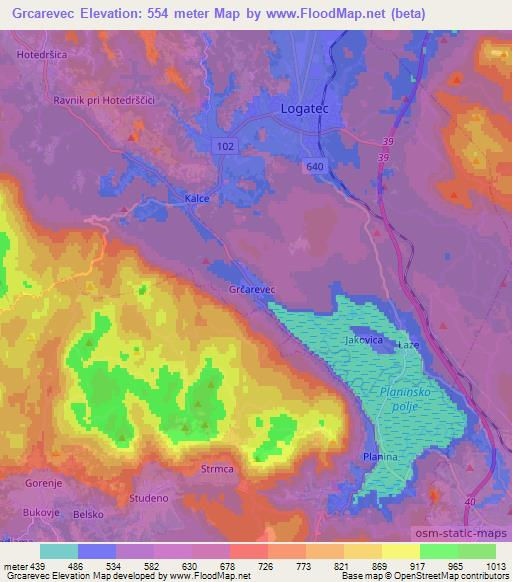 Grcarevec,Slovenia Elevation Map