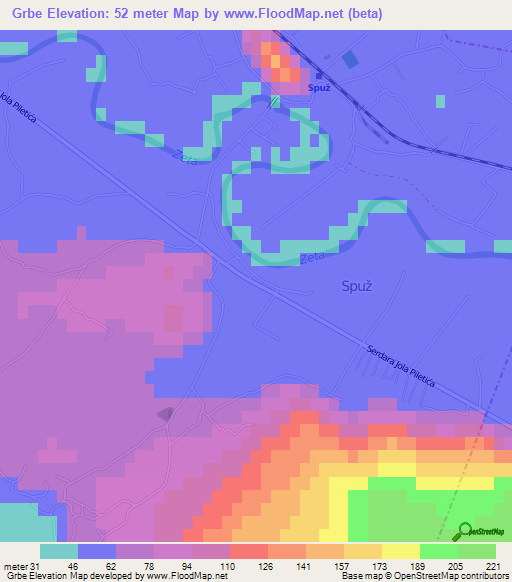 Grbe,Montenegro Elevation Map