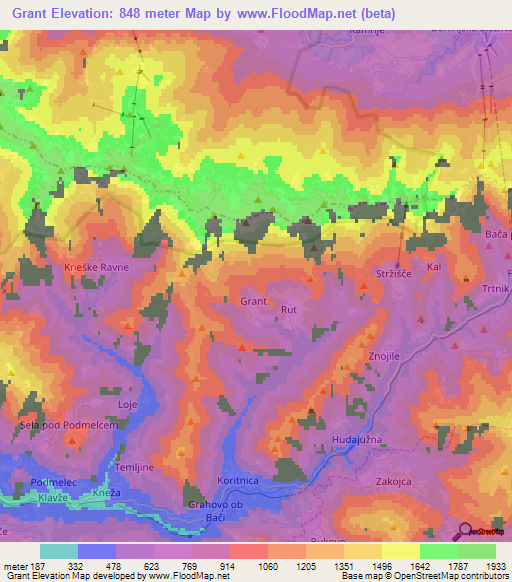 Grant,Slovenia Elevation Map