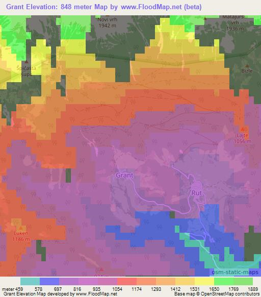 Grant,Slovenia Elevation Map