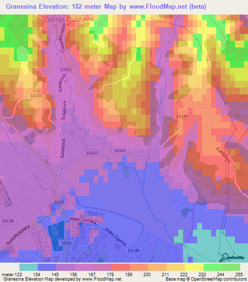 Granesina,Croatia Elevation Map