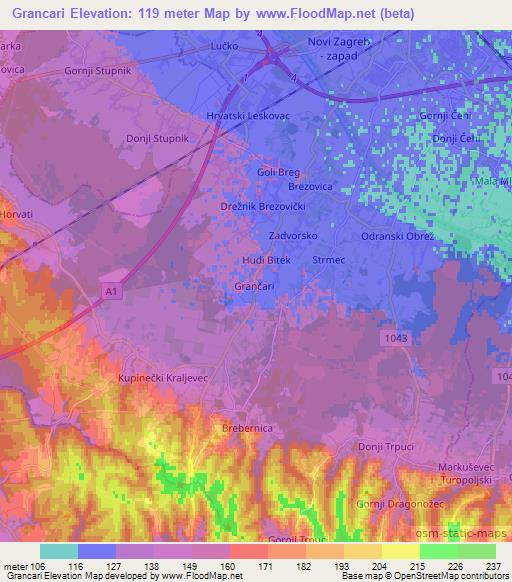 Grancari,Croatia Elevation Map