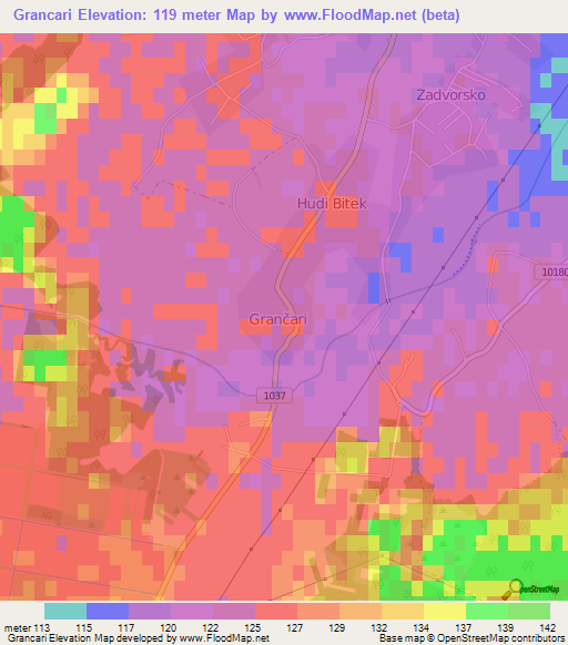 Grancari,Croatia Elevation Map