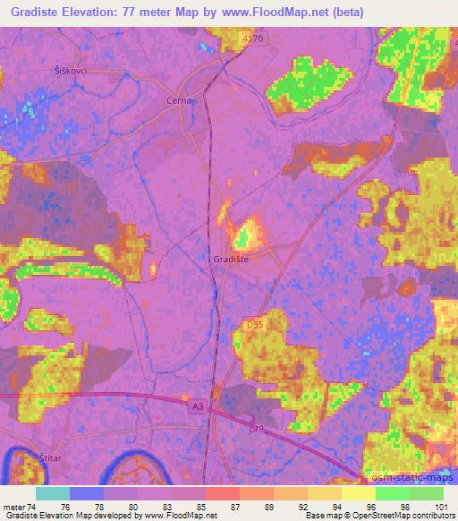 Gradiste,Croatia Elevation Map