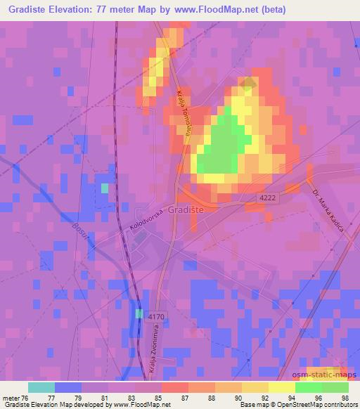 Gradiste,Croatia Elevation Map