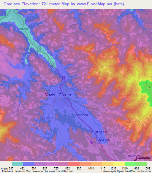 Gradisce,Slovenia Elevation Map