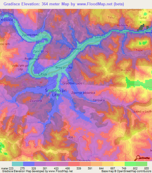 Gradisce,Slovenia Elevation Map