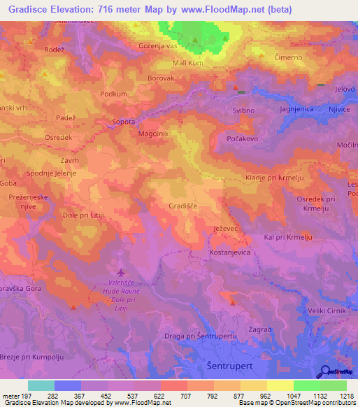 Gradisce,Slovenia Elevation Map