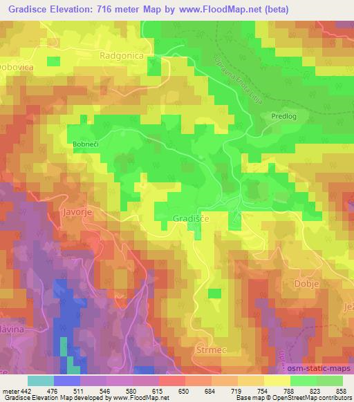 Gradisce,Slovenia Elevation Map